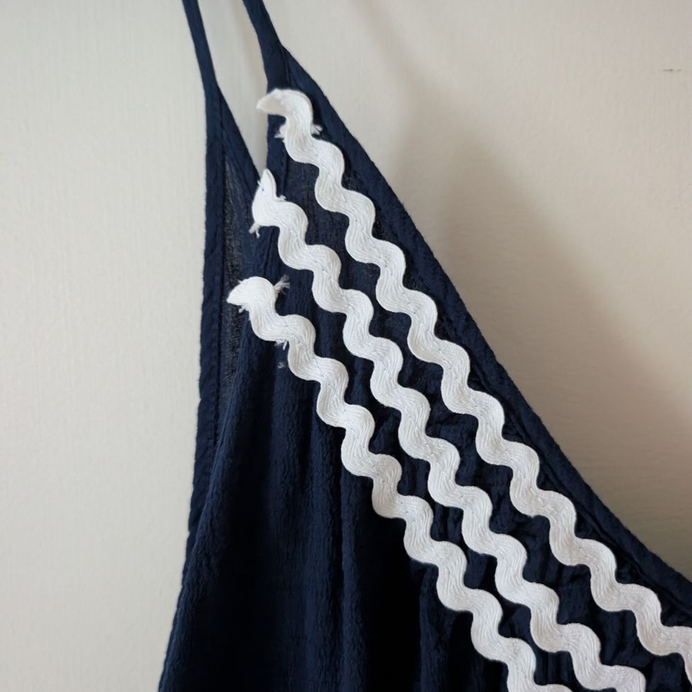 9 Seed St. Tropez Navy‎ White Ric Rac Mini Dress One Size - Picture 6 of 10